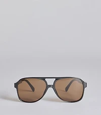 Retro Look Flat Aviator Sunglasses