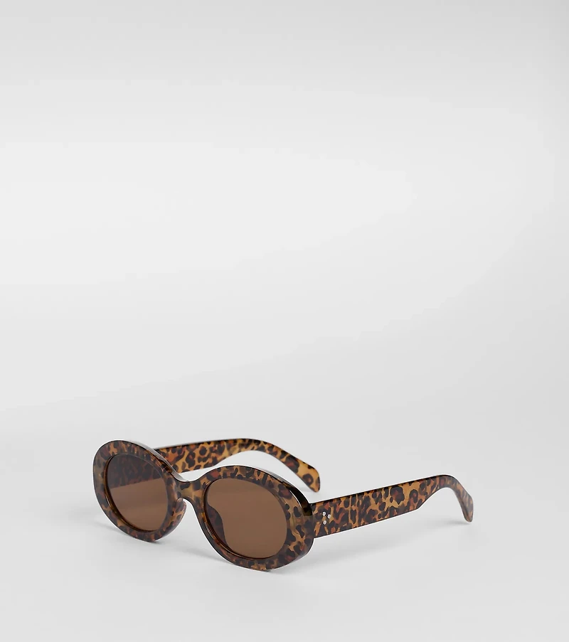 Trendsetter Leopard Print Oval Sunglasses