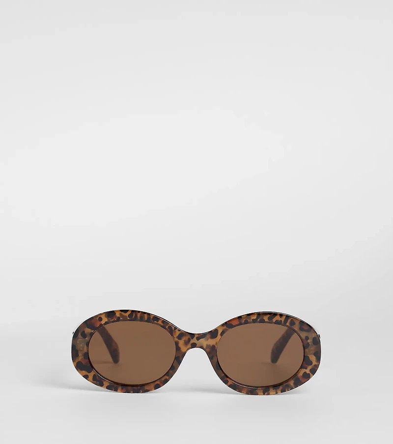 Trendsetter Leopard Print Oval Sunglasses