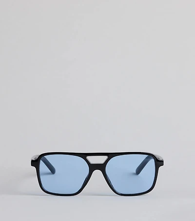 On The Go Babe Colored Aviator Square Sunglasses