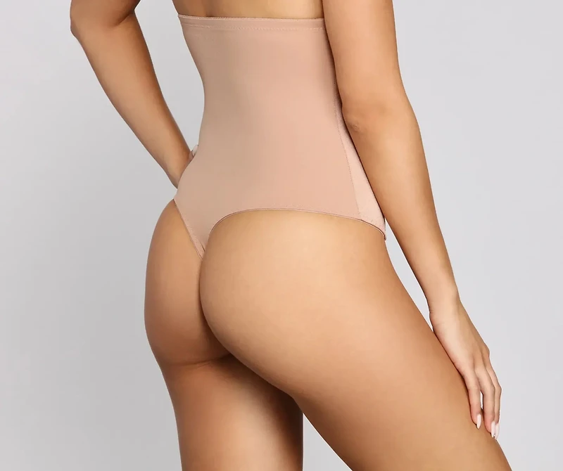Mesh Insert High Waist Shaper Thong