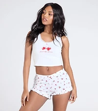 Sweet Pickings Cherry Print Knit Pajama Shorts