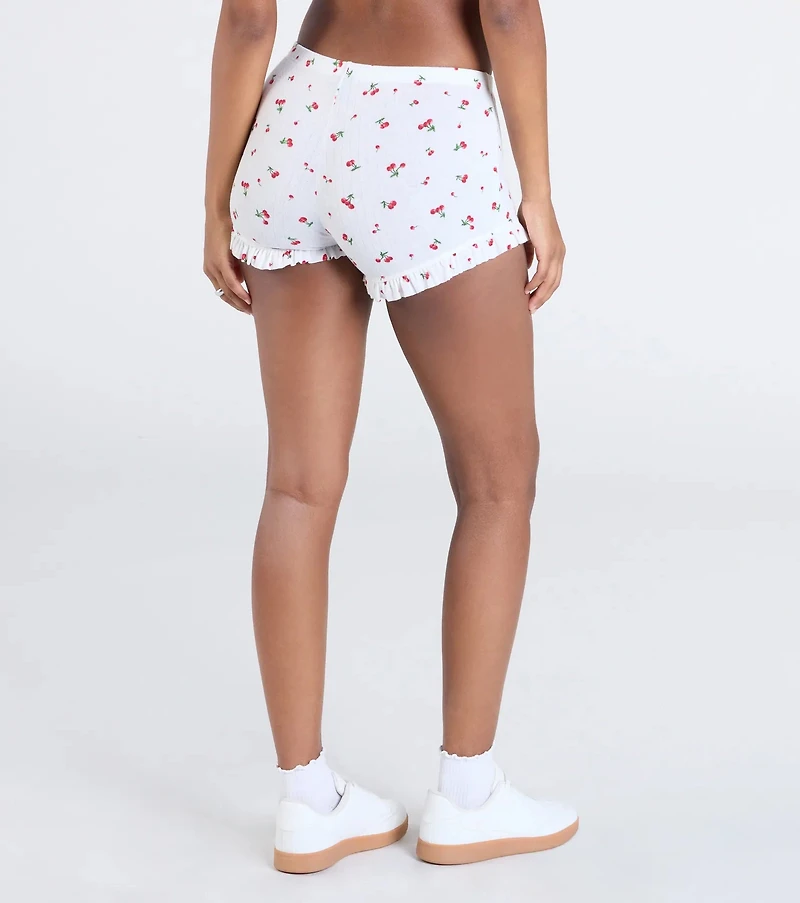 Sweet Pickings Cherry Print Knit Pajama Shorts