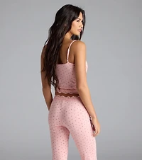 Sweet As Cherries Lace Trim Pajama Top