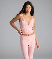 Sweet As Cherries Lace Trim Pajama Top