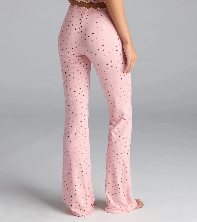 Sweet As Cherries Lace Trim Pajama Pants