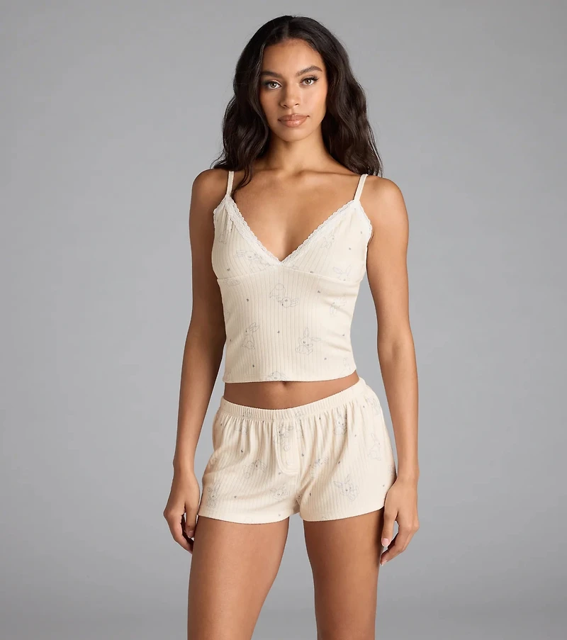 Bunny Tails High-Rise Pajama Shorts