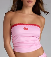 On A Roll Dice Lace Trim Pajama Top