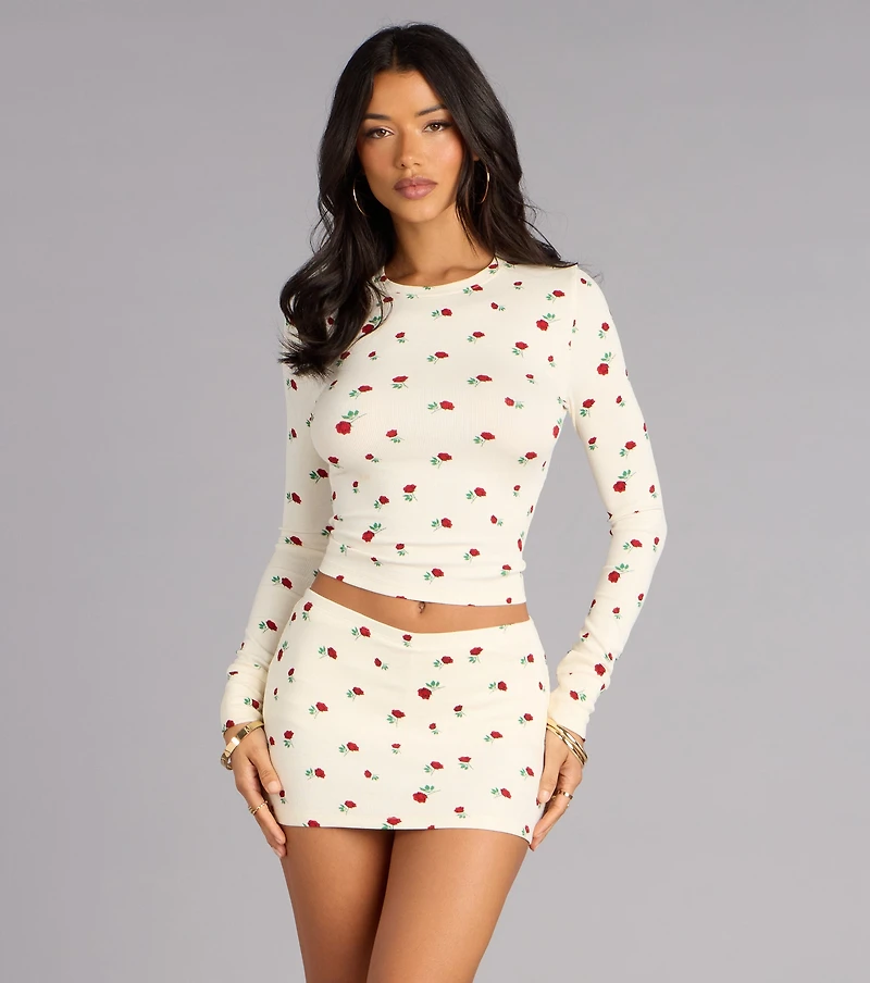 Sweet Talk Rose Print Pajama Top