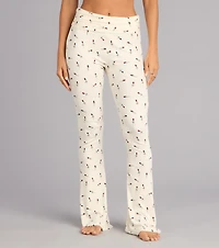 Cozy Bloom Rose Print Knit Pajama Pants