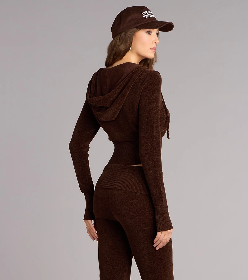 Cozy Girl Chenille Knit Zip-Up Hoodie