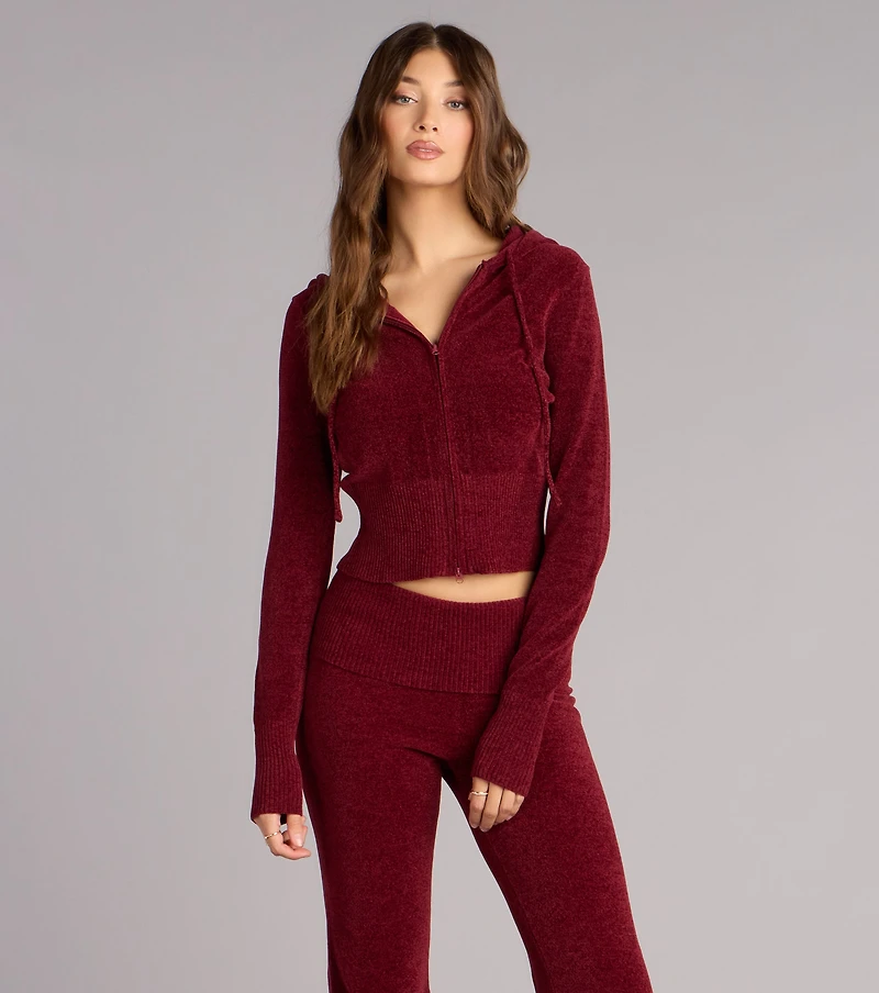 Cozy Girl Chenille Knit Zip-Up Hoodie
