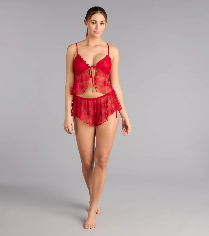 Ruffle Me Darling Lace Camisole Top