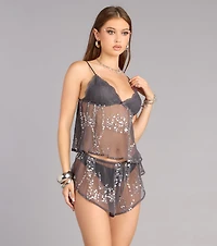 Sheer Sparkle Sequin Shorts