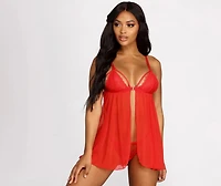 Dream Girl Red Lace Babydoll And Panty Set