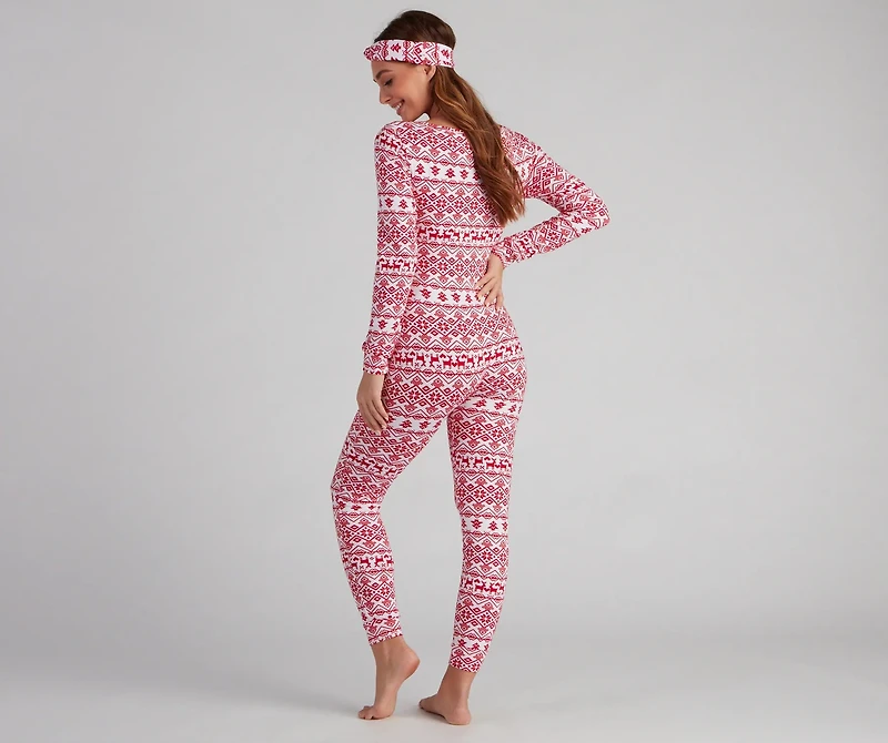 Wish List Fair Isle Cozy Onesie And Headband Set