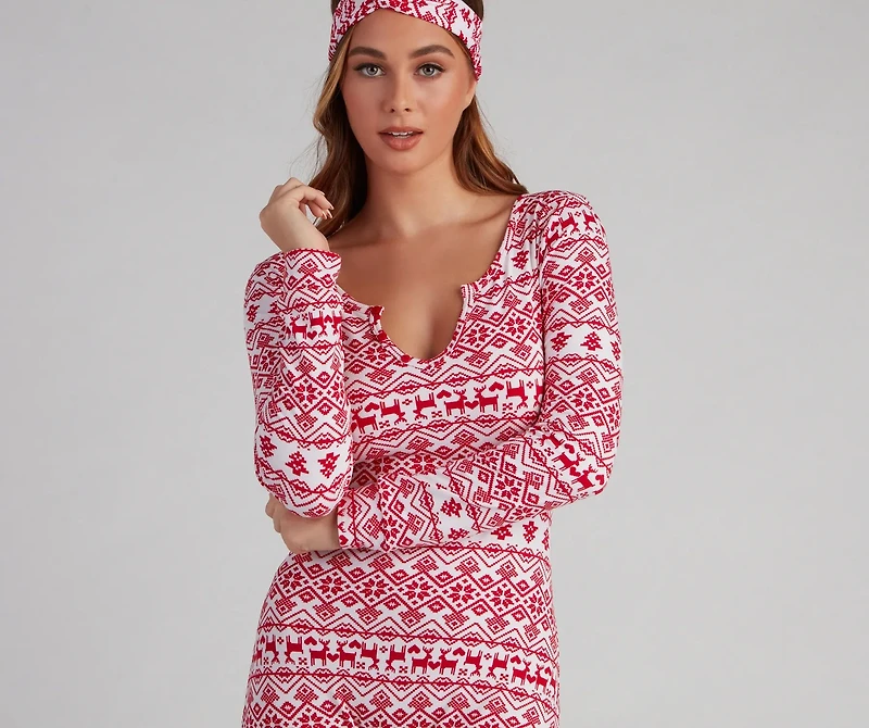 Wish List Fair Isle Cozy Onesie And Headband Set