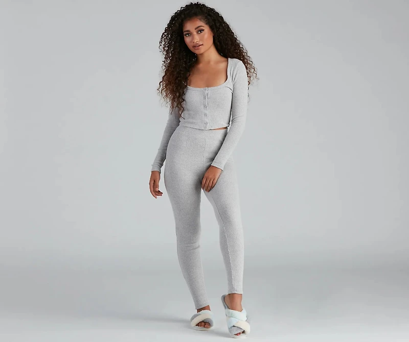 Stylishly Snug Henley Pajama Top