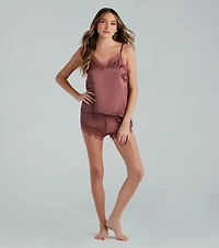 Bold Desires Satin Tank And Shorts Pajama Set