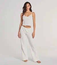 Sleeping V-Neck Pointelle Pajama Crop Top