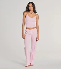 Sleeping V-Neck Pointelle Pajama Crop Top