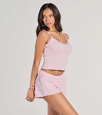 Sleeping High Rise Pointelle Pajama Shorts