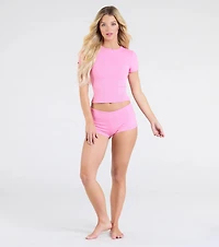 Lounge Cute Short Sleeve Crop Pajama Top