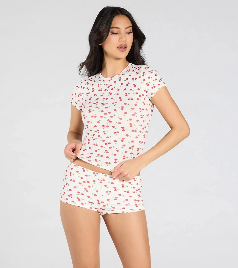 So Juicy Cherry Print Pajama Top