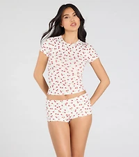 So Juicy Cherry Print Pajama Shorts