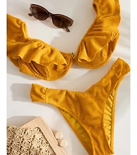 Sunny Dream Ruffled Off-The-Shoulder Bikini Top