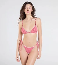 Flirty Babe Gingham Print Triangle Bikini Top