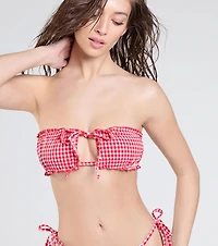 Flirty Babe Gingham Print Bandeau Bikini Top