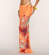 Vacay Life Tropical Floral Mesh Maxi Skirt Coverup