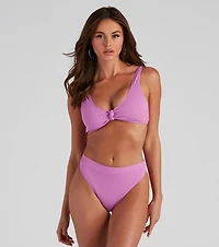 High Waist Ribbed Bikini Bottoms