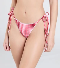 Flirty Babe Gingham Print Side Tie Bikini Bottoms