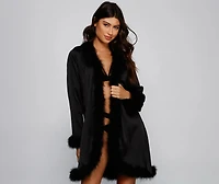 Dream Satin Marabou Trim Robe