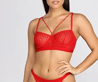 Hot & Unbothered Mesh Heat Stone Bralette And Panty Set