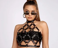 Yes Honey O-Ring Faux Leather Caged Top