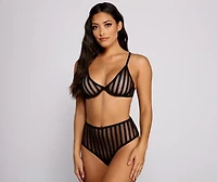 Striped and Sultry Mesh Bra Panty Set