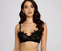 Floral Beauty Embroidered Mesh Bralette And Panty Set