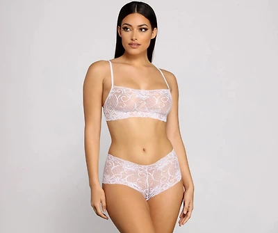 Sheer Appeal Lace Bralette And Boy Shorts Set