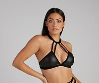 Heart Stopper Faux Leather Lingerie Set