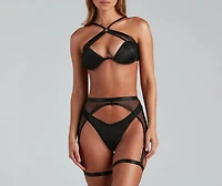 Unforgettable Mesh Bra And Panty Garter Set