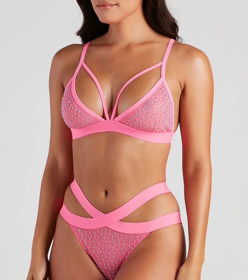 Bring The Sparkle Heat Stone Bralette And Panty Set