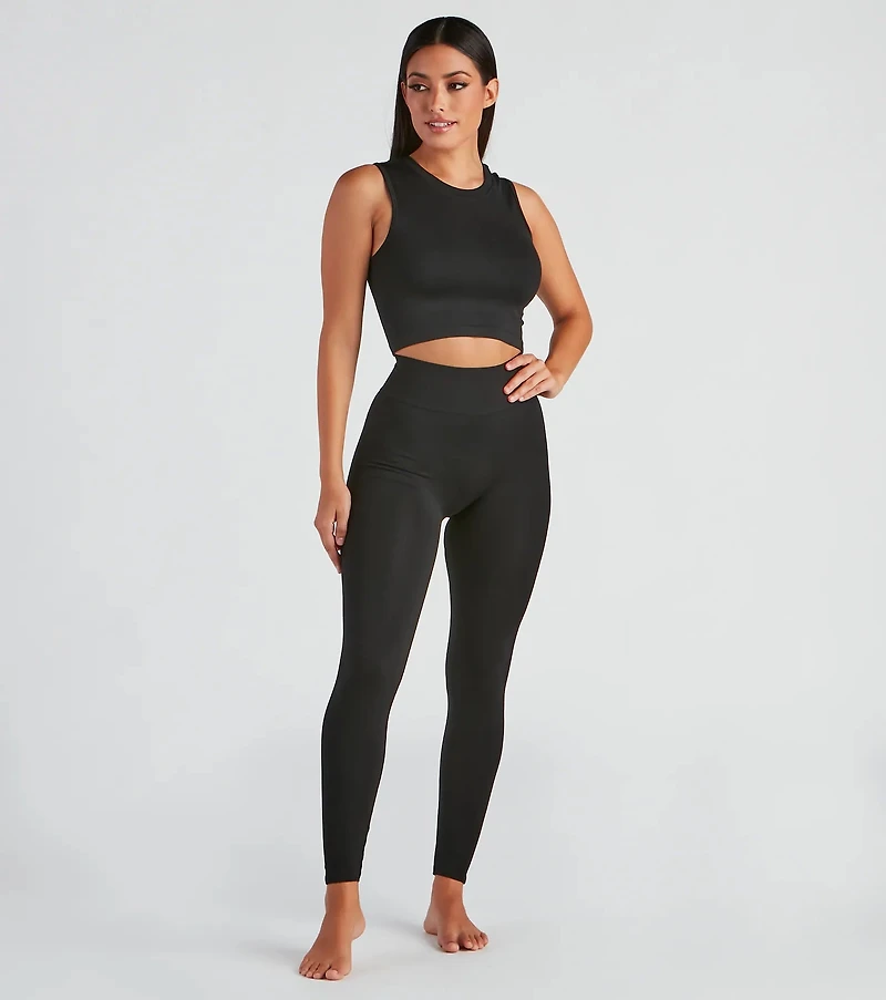 Smooth And Seamless Crop Top Leggings Set