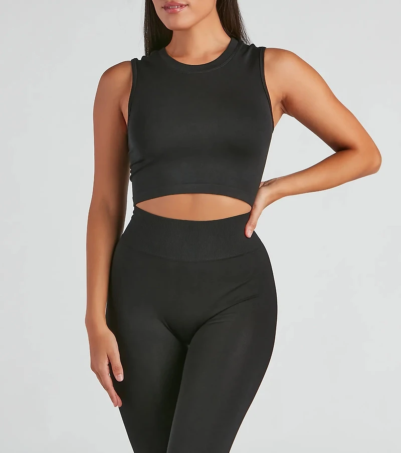 Smooth And Seamless Crop Top Leggings Set