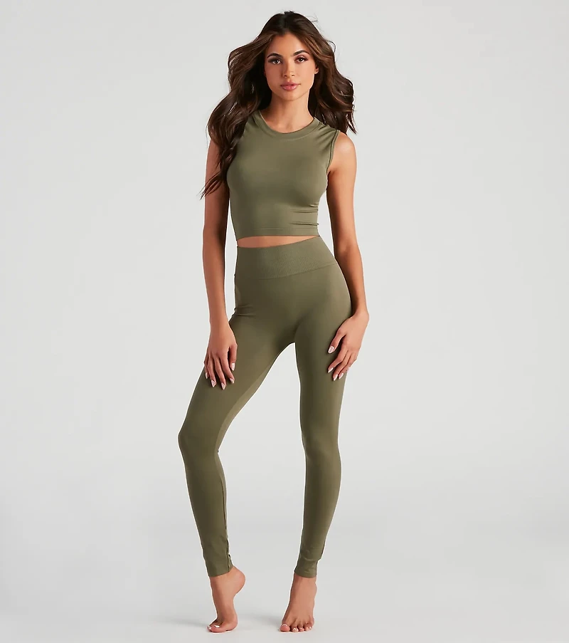 Smooth And Seamless Crop Top Leggings Set