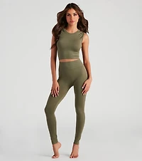 Smooth And Seamless Crop Top Leggings Set
