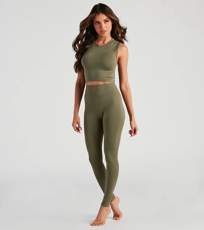 Smooth And Seamless Crop Top Leggings Set