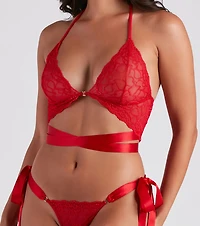 Sultry Allure Satin Lace Bra And Panty Set